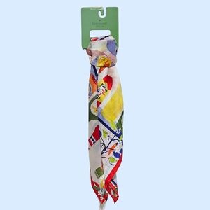 Kate Spade Square Scarf 100% Silk Hot Sauce Gift Colorful Vacation Summer Spring